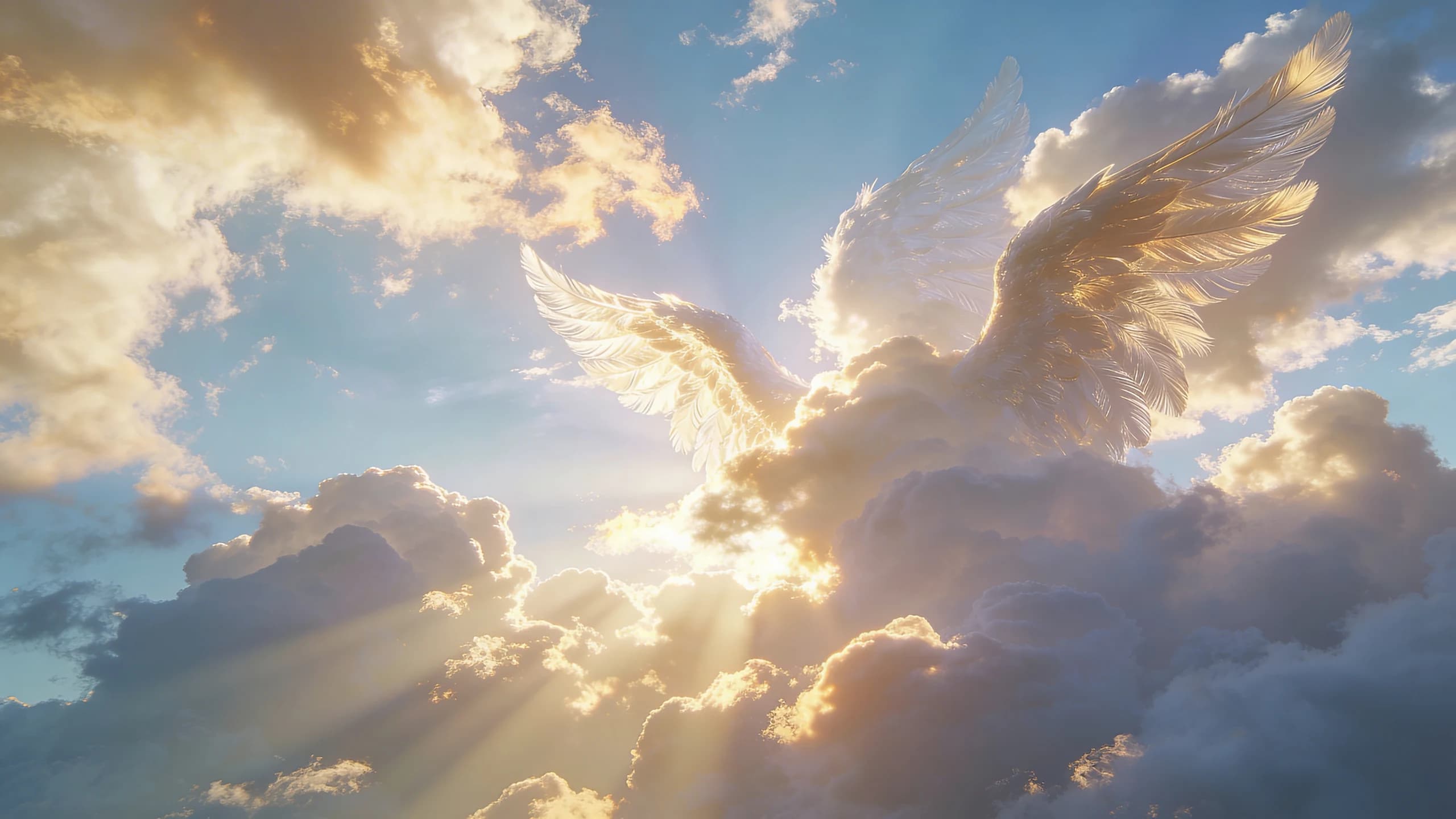 Engelsflügel im goldenen Himmel